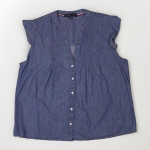 Tommy Hilfiger Women's Chambray Shirt Size XL Summer Basic Casual Work Everyday